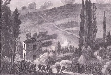 Combat at Chatillon, Cassells History of the War between France and Germany publicerad av Cassell and Company Limited, ca 1890 (litho)