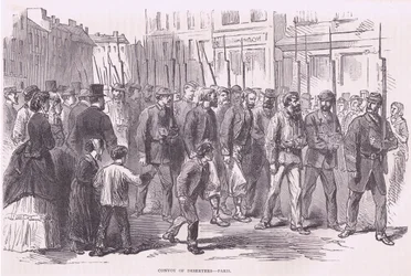 Konvoj av desertörer-Paris, Cassells historia om kriget mellan Frankrike och Tyskland publicerad av Cassell and Company Limited, ca 1890 (litho)