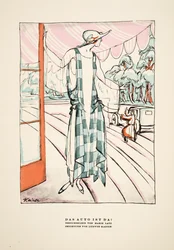 "Das Auto Ist Da!", reklam för klänning av Marie Latz, ur Styl, utg.1922 (pochoirtryck)