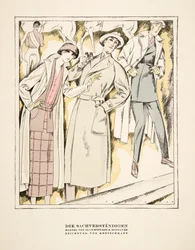"Die Sachverständigen", reklam för kappor av Stawropulos  Moldauer, ur Styl, utg.1922 (pochoirtryck)