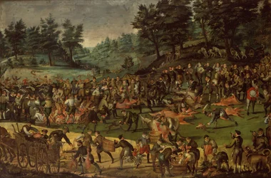 hertig av Württemberg, hans hustru Dorothea von Baden och hovmän som firar efter jakten
