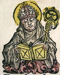 Edmund Rich, ärkebiskopen av Canterbury, publicerad i Nuremberg Chronicle, 1493