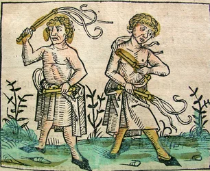 Flagellanter, publicerade i Nürnbergkrönikan, 1493