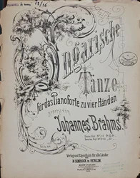 Frontispice av ungerska danser (Ungarische Tanze) av Johannes Brahms (1833-1897)