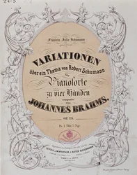 Frontispice av "Variationer på ett tema av Robert Schumann" (Op. 23) av Johannes Brahms (1833-1897)