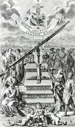 Frontispice till Oculus Artificialis Teledioptricus Sive Telescopium av Johann Zahn, 2:a upplagan publicerad 1702