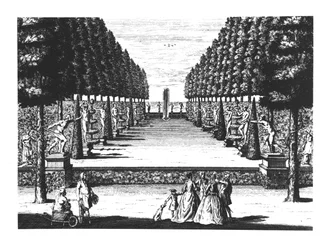 Trädgårdsteatern i Herrenhausen, graverad av Joost Van Sasse (1716-36)