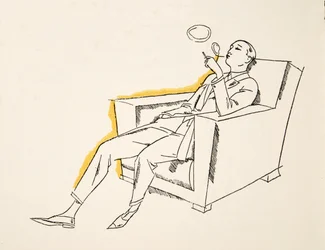 Gentleman som blåser i rökrutor, ur Styl, pub.1922 (pochoirtryck)