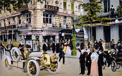 Tyska vykort som visar parad av Kaiser Wilhelm II, ca 1912 (se 212424)