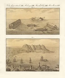 Gibraltar och simbatterierna (färgad gravyr)