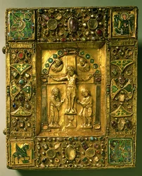 Gospel Cover, Ottonian, Tyskland, 1000-talet (guld, emalj och halvädelstenar)
