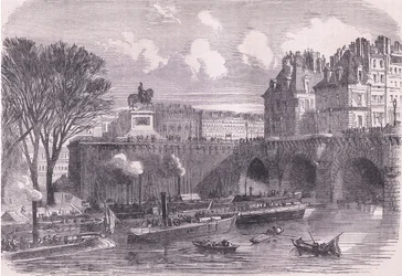 Gun boats on the Seine, Cassells History of the War between France and Germany publicerad av Cassell and Company Limited, ca 1890 (litho)