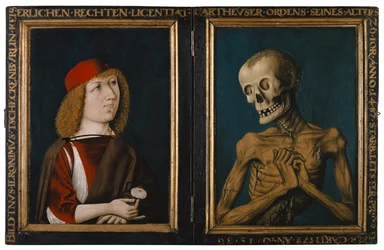 Hieronymus Tscheckenbürlin and the Personification of Death, 1487 (blandet teknik på limewood) swed