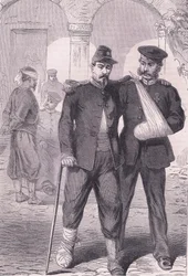 På sjukhuset, Cassells historia om kriget mellan Frankrike och Tyskland publicerad av Cassell and Company Limited, ca 1890 (litho)