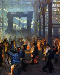 Interiör i en metallurgifabrik 1908. Enligt Jugend