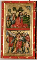 Jesus ber på Olivberget medan lärjungarna sover (tempera på trä)