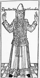 Judisk överstepräst, från Liber Chronicarum av Hartmann Schedel, publicerad i Nürnberg, 1493