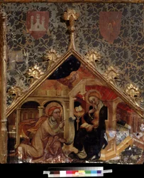 ""The Annunciation"" (The Annunciation) Målning på trä av den tyska skolan på 1400-talet Pushkin Museum, Moskva