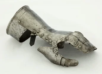 Vänster Gauntlet, ca 1490-1510 (stål och läder)