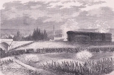 Lokbatterier i aktion, Cassells historia om kriget mellan Frankrike och Tyskland publicerad av Cassell and Company Limited, ca 1890 (litho)