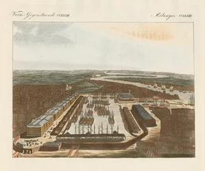 London docks (färgad gravyr)