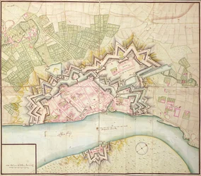 Karta över Düsseldorf, 1736