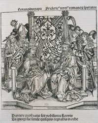 Möte mellan påven Pius II och Fredrik III, kejsare av Tyskland (gravyr)