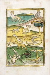 Monster och ormar i ett landskap, 1478