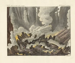 Etna på Sicilien (färgad gravyr)
