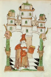 Ms Add 15697 fol.44 Den arabiska astrologen Albumasar, från en samling skriven av Jacobus Scracz de Indagine