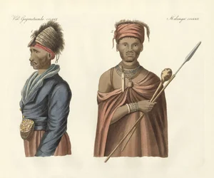 Infödda i Sydafrika (färgad gravyr)