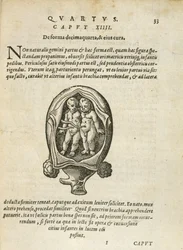 Icke-identiska tvillingar i livmodern, illustration från kapitel 14, bok 4 i On the Conception and Growth of Man av Rueff, 1587