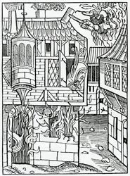 Av bostynge eller hauynge förtroende för förmögenhet, illustration från Alexander Barclays engelska översättning av 