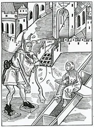 Av förakt eller förakt för den heliga skriften, illustration från Alexander Barclays engelska översättning av 