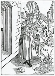 Av arrogansen och stoltheten hos oförskämda män i landet, illustration från Alexander Barclays engelska översättning av 