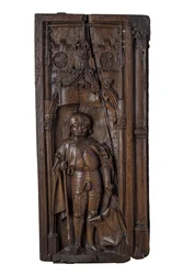 Bänkskiva föreställande S:t Quirinus av Neuss, ca 1485-1515 (ek)