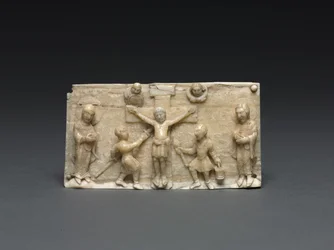 Plaque from a Portable Altar: The Crucifixion, Lower Rhine Valley, 1050-1100