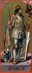 Porträtt av Karl V (Karl V) (1500-1558). Kromolitografi
