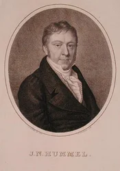 Porträtt av Johann Nepomuk Hummel (1778-1837) graverad av F. Fleischmann