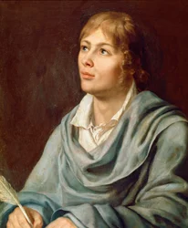 Porträtt av den österrikiske kompositören Wolfang Amadeus Mozart (1756-1791) Målning av den tyska skolan på 1800-talet. Neapel, San Pietro och Majellas musikkonservatorium