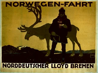 Affisch med reklam för "Resa till Norge" (färglitografi)