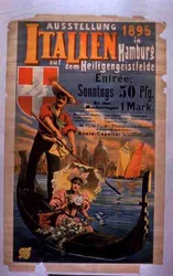 Affisch som annonserar "Italienska utställningen i Hamburg"