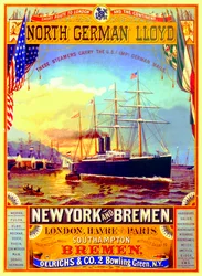Affisch som annonserar den nordtyska Lloyd-linjen, 1883