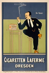 Affisch för Laferme Cigarettes, utgiven av Grimme  Hempel, Leipzig (färglitografi)