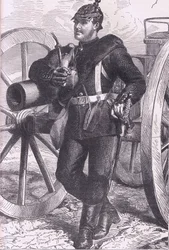 Preussisk artillerist, Cassells historia om kriget mellan Frankrike och Tyskland publicerad av Cassell and Company Limited, ca 1890 (litho)