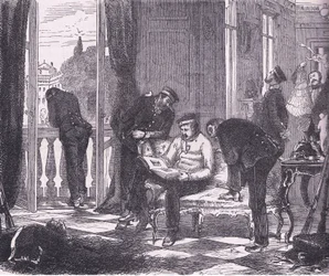 Preussar i ockupation av en villa nära Paris, Cassells historia om kriget mellan Frankrike och Tyskland publicerad av Cassell and Company Limited, ca 1890 (litho)