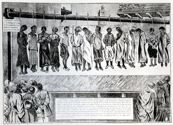 Offentlig avrättning av medborgare i Tripoli, som motsatte sig den italienska invasionen 1911, från tidskriften Simplicissimus, 1912