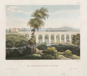 Järnvägsviadukten vid Gotha, graverad av B. Metzeroth, 1848