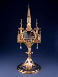 Relikviemonstrans från Guelph Treasure, gjord av verkstaden i Hildesheim, tidigt 1400-tal (graverad förgylld koppar, silver och genomskinlig emalj)