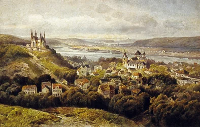 Remagen, Tyskland (färg litho)